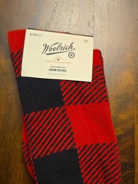 Woolrich For Target Women Red and Black Buffalo Plaid Crew Socks